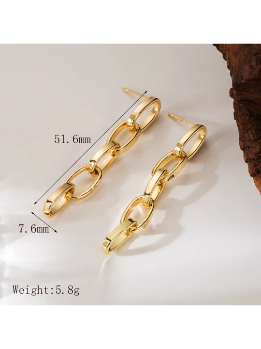 Orecchini pendenti in acciaio placcato oro 18k stile vintage