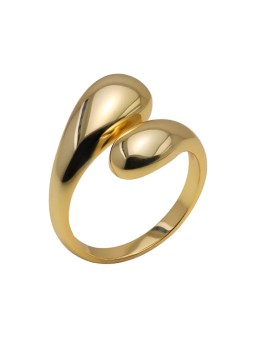 Anello aperto regolabile in metallo placcato oro 18k a forma di goccia