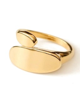 Anello aperto regolabile in metallo placcato oro 18k a forma ovale
