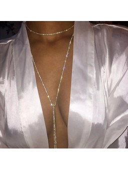 Collana elegante in lega sottile con micro cristalli quadrati intarsiati