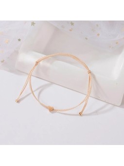 Bracciale da donna doppio filo con cuore in lega placcata