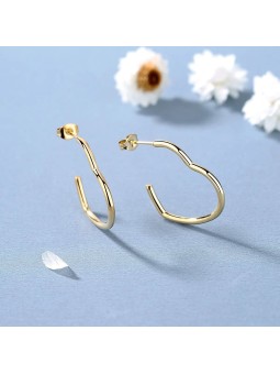Orecchini a forma di cuore in acciaio al titanio placcato oro 18k