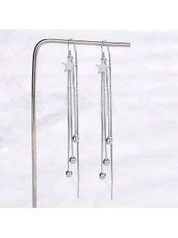 Orecchini pendenti eleganti per donna in rame con nappa e stella