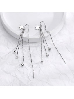 Orecchini pendenti eleganti per donna in rame con nappa e stella
