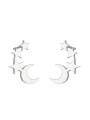 Orecchini a bottone in acciaio a forma di stella e luna