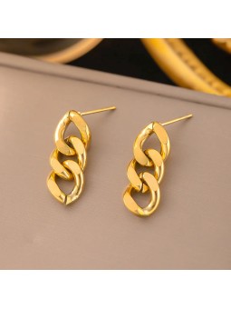 Orecchino pendenti stile retrò in acciaio al titanio placcati in oro 18k