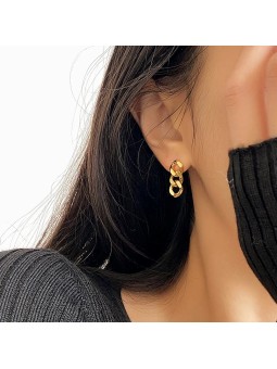 Orecchino pendenti stile retrò in acciaio al titanio placcati in oro 18k