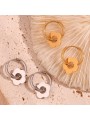 Orecchini in acciaio con cerchi e fiore stile classico