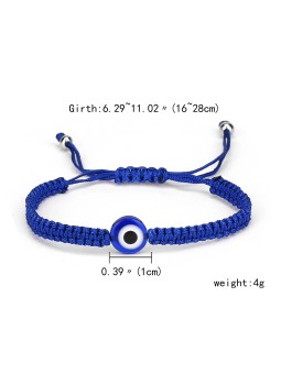 Bracciale regolabile in corda intrecciata con occhio di Allah