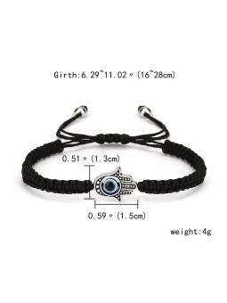Bracciale regolabile in corda intrecciata con mano di Fatima