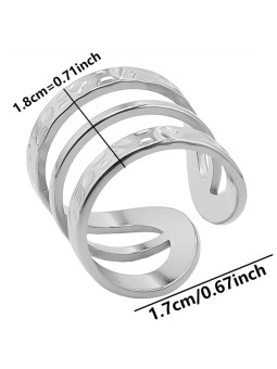 Anello Aperto Regolabile Tripla Fascia in Acciaio Inossidabile