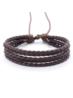 Bracciale casual hip-hop da uomo in pelle sintetica tinta unita twist