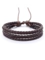 Bracciale casual hip-hop da uomo in pelle sintetica tinta unita twist