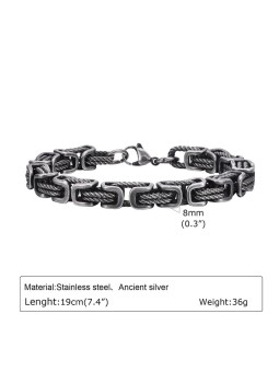 Bracciale da uomo in acciaio inossidabile 201 con motivo geometrico