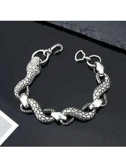 Bracciale hip-hop in metallo con serpente e infinito