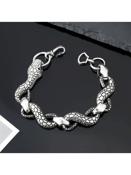 Bracciale hip-hop in metallo con serpente e infinito