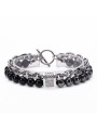 Bracciale unisex 2 strati in acciaio inossidabile e pietre naturali