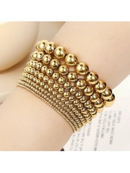 Bracciale unisex con perline in acciaio inossidabile placcato oro