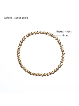 Bracciale unisex con perline in acciaio inossidabile placcato oro