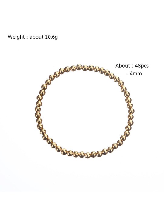 Bracciale unisex con perline in acciaio inossidabile placcato oro