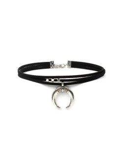 Collana da donna girocollo multistrato con pendente luna crescente