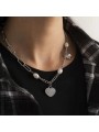 Collana da donna in lega placcata con cuore e pendente a forma di cuore