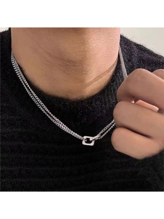 Collana da Uomo in Acciaio al Titanio Lucidato Stile Retrò Hip-Hop