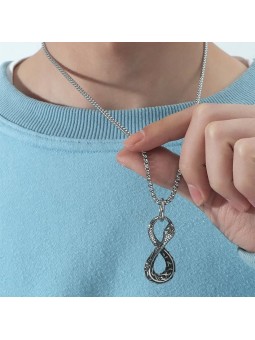 Collana da uomo in metallo con ciondolo a forma di serpente infinito