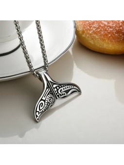 Collana uomo in acciaio inossidabile con ciondolo a coda di pesce