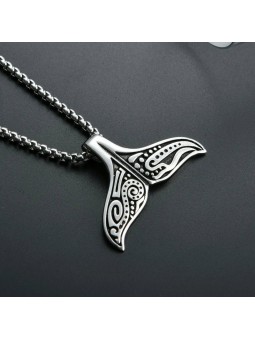 Collana uomo in acciaio inossidabile con ciondolo a coda di pesce
