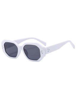 Occhiali da sole da donna quadrati poligonali vintage con rivetti