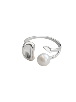 Anello aperto da donna in argento tailandese con luna geometrica