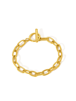 Bracciale Catena Forzatina in Acciaio Placcato Oro 18K