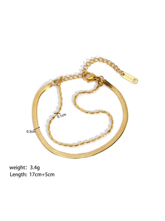 Bracciale Doppio per Donna in Acciaio Placcato Oro 18K