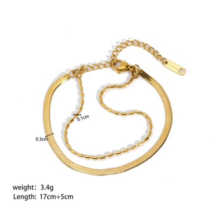 Bracciale Doppio per Donna in Acciaio Placcato Oro 18K