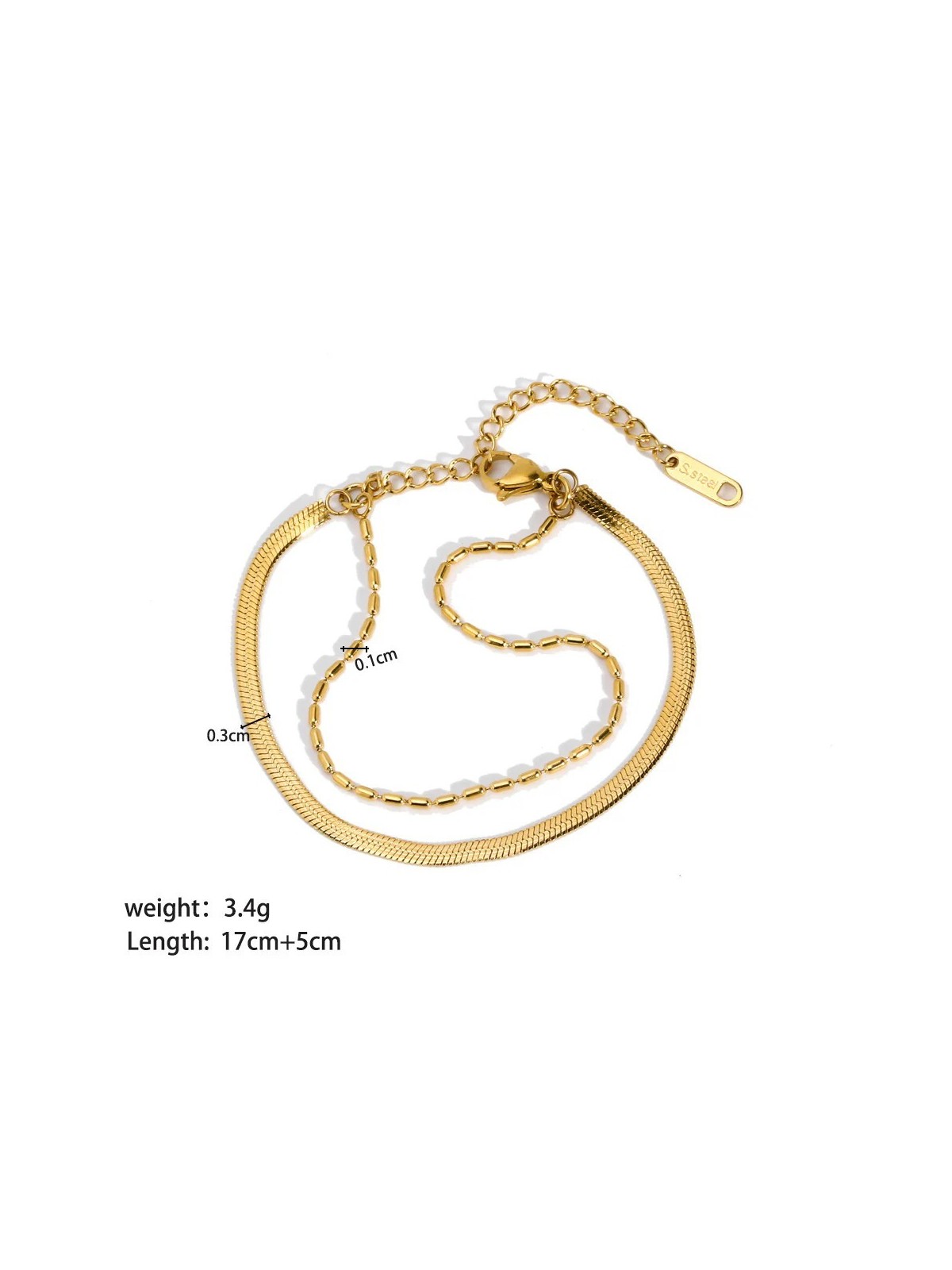 Bracciale Doppio per Donna in Acciaio Placcato Oro 18K