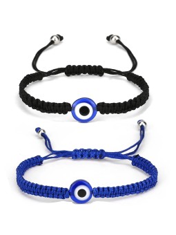 Bracciale regolabile in corda intrecciata con occhio di Allah