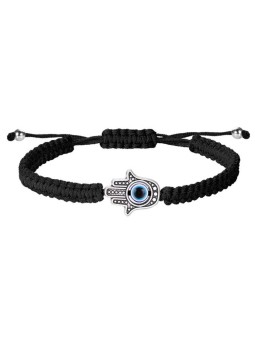 Bracciale regolabile in corda intrecciata con mano di Fatima