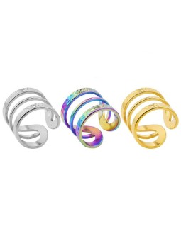 Anello Aperto Regolabile Tripla Fascia in Acciaio Inossidabile