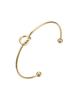 Bracciale Rigido in Metallo con Nodo Centrale e Placcatura in Oro