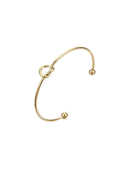 Bracciale Rigido in Metallo con Nodo Centrale e Placcatura in Oro
