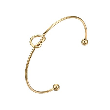 Bracciale Rigido in Metallo con Nodo Centrale e Placcatura in Oro