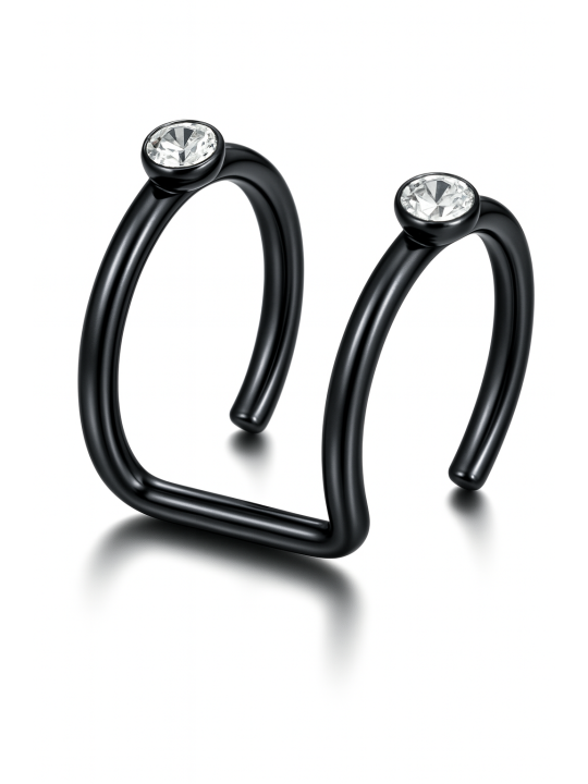Orecchino Earcuff in Acciaio con Zirconi Stile Etnico