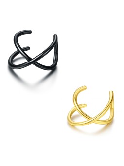 Orecchino Earcuff Incrociato in Acciaio Stile Etnico