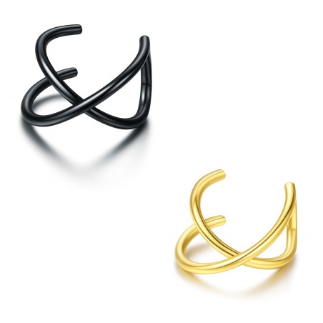Orecchino Earcuff Incrociato in Acciaio Stile Etnico