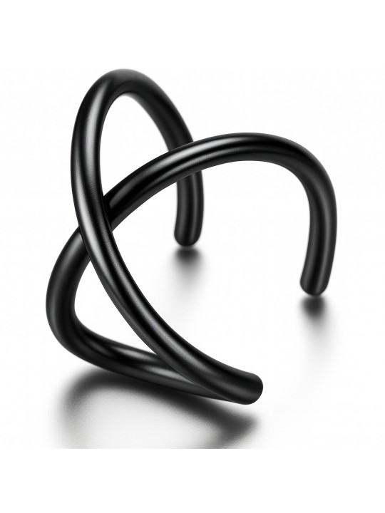 Orecchino Earcuff Incrociato in Acciaio Stile Etnico