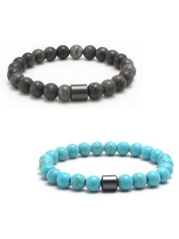 Bracciale Unisex con Perline in Pietra Naturale Stile Semplice Casual