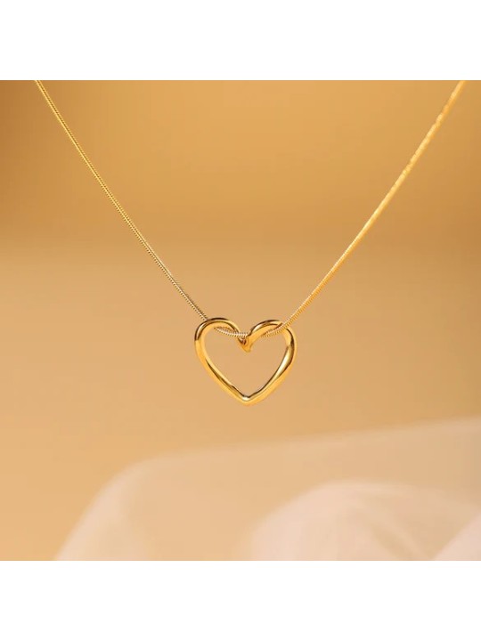 Collana da Donna in Lega Placcata con Pendente a Forma di Cuore