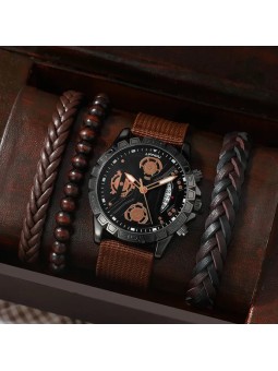 Orologio da Uomo al Quarzo con Cinturino in Nylon con Bracciali Abbinati
