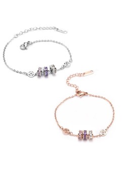 Bracciale Geometrico in Acciaio al Titanio e Zirconi Placcato in Oro 18K